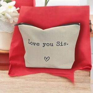 Love You Sis Beige Organizing/Cosmetic Bag NWOT